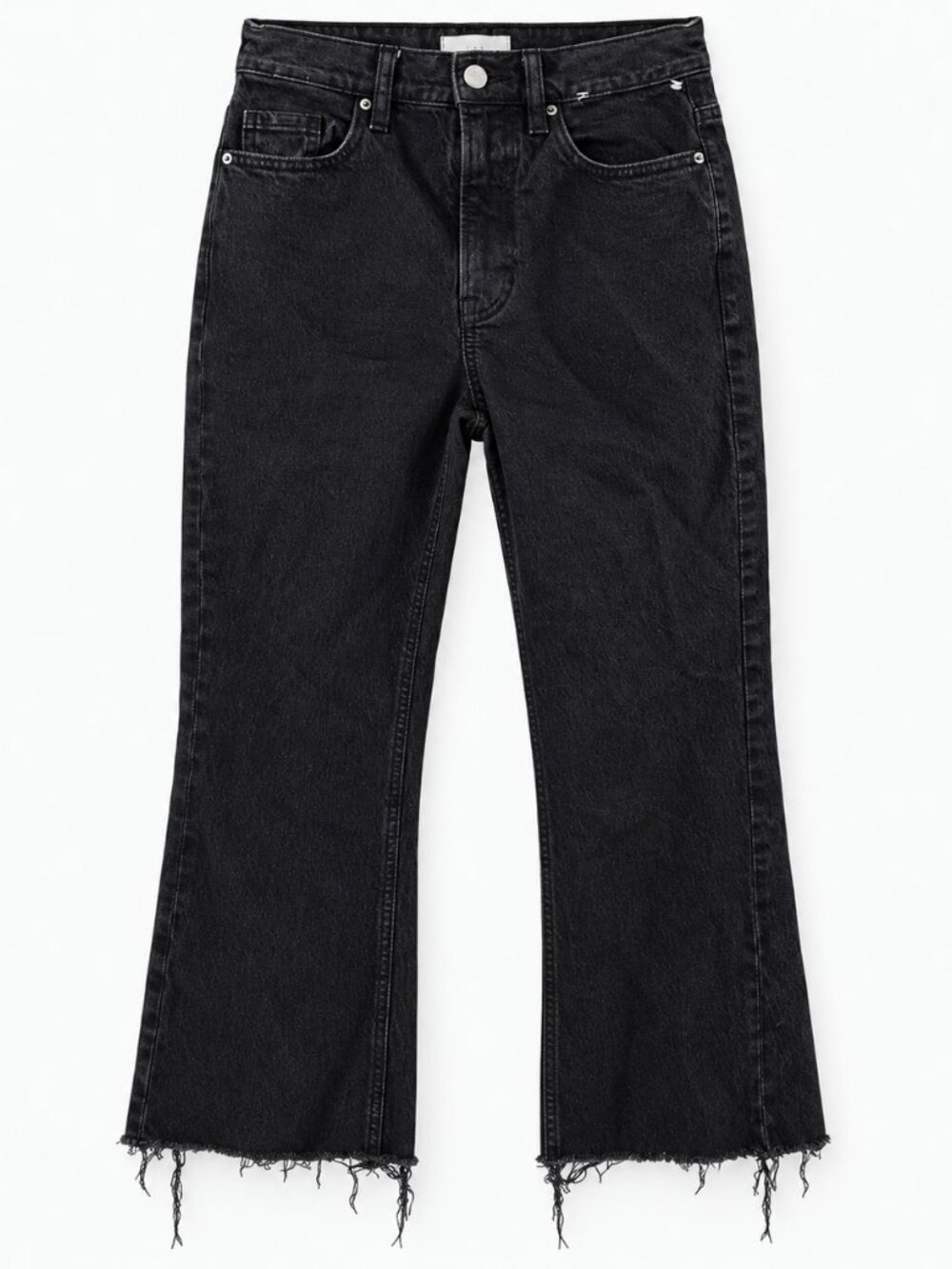 PacSun Black Stretch Crop Boot Jeans Raw Hem High Rise Size 24